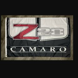 Chevrolet Camaro Z28 3x5 ft Flag Banner Garage Man-Cave Chevy Racing Car Club