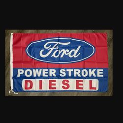 Ford Power Stroke Diesel Flag 3x5 ft Red Banner Muscle Truck