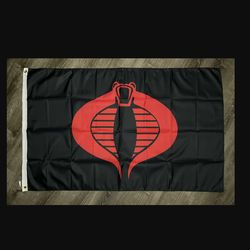 G.I. Joe Cobra Flag 3x5 ft Black Red Banner Man-Cave Garage Collectible Toy New