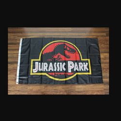 Jurassic Park Banner Flag 3x5ft Movie Film Dinosaur Logo Man Cave
