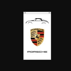 Porsche 356 Pre - A - Speedster - Porsche Flag White Vertical 3X5 Ft