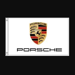 Porsche Flag White 3X5 Ft Polyester Banner USA 90x150cm