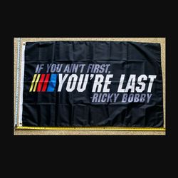 Shake N Bake Flag Nascar Racing Ain't 1st Last RB Poster Sign 3x5