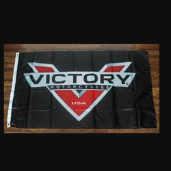 Victory Motorcycles Flag Banner Motorcycle Bike Moto GP Man Cave V Logo USA
