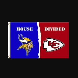Minnesota Vikings and Kansas City Cheifs Divided Flag 3x5ft