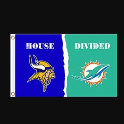 Minnesota Vikings and Miami Dolphins Divided Flag 3x5ft