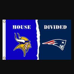 Minnesota Vikings and New England Patriots Divided Flag 3x5ft
