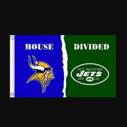 Minnesota Vikings and New York Jets Divided Flag 3x5ft