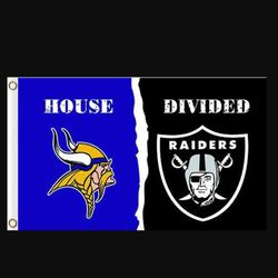 Minnesota Vikings and Las Vegas Raiders Divided Flag 3x5ft