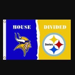 Minnesota Vikings and Pittsburgh Steelers Divided Flag 3x5ft