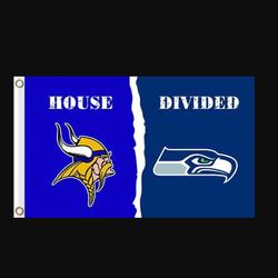 Minnesota Vikings and Seattle Seahawks Divided Flag 3x5ft