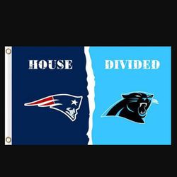 New England Patriots and Carolina Panthers Divided Flag 3x5ft