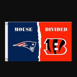 New England Patriots and Cincinnati Bengals Divided Flag 3x5ft