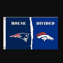 New England Patriots and Denver Broncos Divided Flag 3x5ft