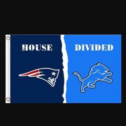 New England Patriots and Detroit Lions Divided Flag 3x5ft