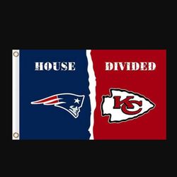 New England Patriots and Kansas City Cheifs Divided Flag 3x5ft