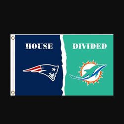 New England Patriots and Miami Dolphins Divided Flag 3x5ft