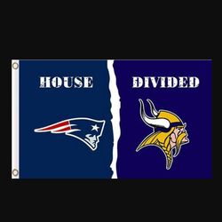 New England Patriots and Minnesota Vikings Divided Flag 3x5ft
