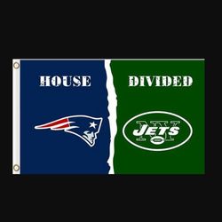 New England Patriots and New York Jets Divided Flag 3x5ft
