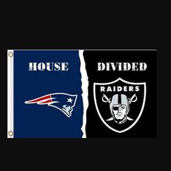 New England Patriots and Las Vegas Raiders Divided Flag 3x5ft