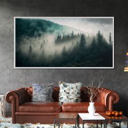 Foggy Forest wall art, relaxing art, zen art, framed canvas print, foggy landscape, trendy decor
