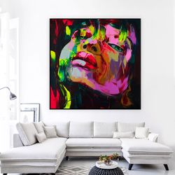 Square Painting Custom Portrait Face Art - Colorful People Portrait Painting Photo On Canvas - Photo Gifts Original Pain