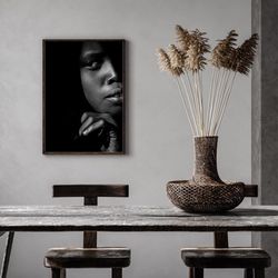 Black and White Portrait Photography, African American Wall Art, Stretched Canvas, Mursi Tribe Ethiopia, Afrocentric Int