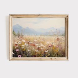 Himalayan Meadow Print  Meadow Painting  Mountain Landscape Painting  Digital Print  Landscape Art Print  Wildflower Lan