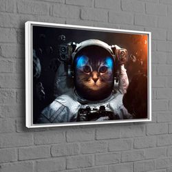 Canvas Home Decor, Galaxy Wall Art, Cat Canvas, Astronaut Cat Printed, Space Canvas Art, Animal Wall Decor, Cat Lover Gi