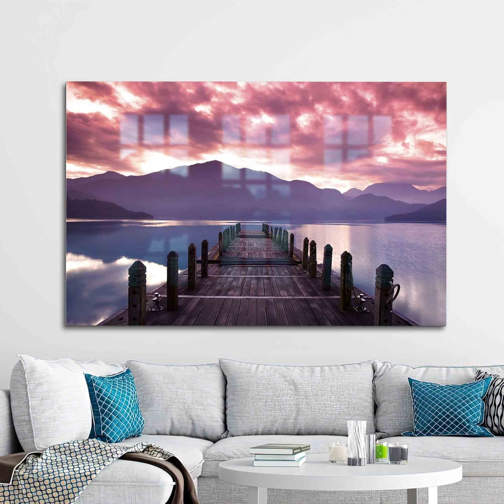 Glass, Wall Decor, Wall Art, Beautiful Clouds Glass Wall Art, Ocean Landscape Tempered Glass, Ocean Glass Wall, Sunset Tempered Glass,.jpg