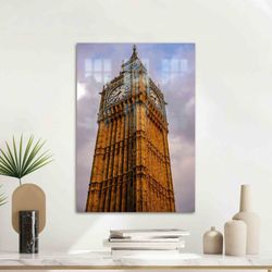 Mural Art, Glass Wall Art, Glass Printing, Big Ben Clock Tower in London, City Landscape Wall Art, Big Ben Photo Glass A