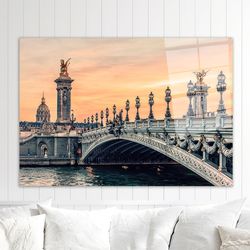 Alexandre III Bridge,Glass Custom For Art,Canvas Glass Art,Large Glass Wall Art,City Landscape Glass Printing,