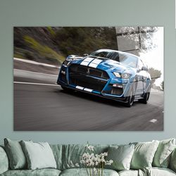 Wall Art, Mural Art, Wall Decor, Car Photo Glass Art, Ford Mustang Glass Art, Shelby Cobra Glass Art, Car Glass Decor,