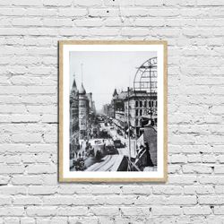 View from Spring Street Vintage Photo Poster Framed Canvas Print, Portrait of a City, Los Angeles Photos, Vintage Poster