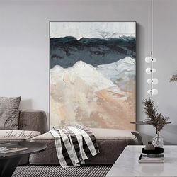 Large Abstract Seascape Painting On Canvas, Original Coastal Wall Art, Large Beach Landscape Acrylic Painting for Living