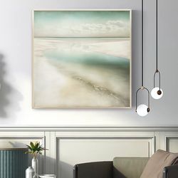 Original Seascape Oil Painting On Canvas, Large Wall Art,Abstract Grey Blue Beach Painting,Custom Painting,Living room W