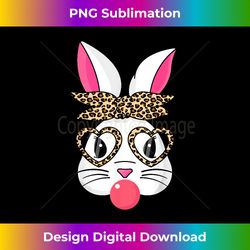 Cute Bunny With Leopard Bandana Heart Glasses Easter Day - Deluxe PNG Sublimation Download - Elevate Your Style with Intricate Details
