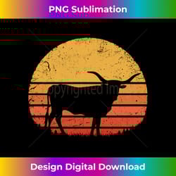 longhorn cattle retro texas cow herd vintage texan farmer long sleeve - eco-friendly sublimation png download - challenge creative boundaries