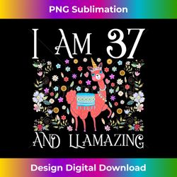 I am 37 Years Old and Llamazing Llama Happy 37th Birthday - Timeless PNG Sublimation Download - Craft with Boldness and Assurance