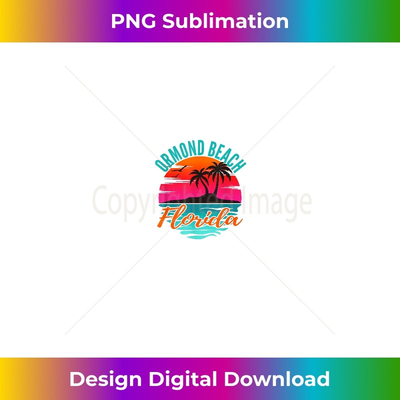 Ormond Beach Florida Palm Tree Island Pink Sunset - Premium Sublimation Digital Download