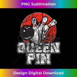 Queen Pin Womens Funny Bowling T-Shirt - Retro PNG Sublimation Digital Download