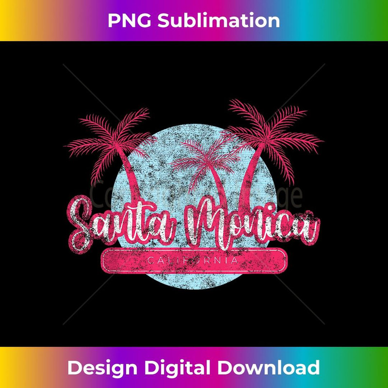 Santa Monica California Retro Beach Palm Tree Vintage Surf 2 - Creative Sublimation PNG Download