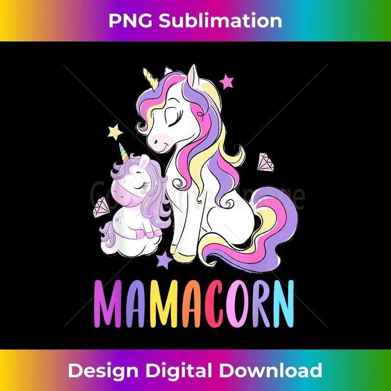 Cute Mamacorn Unicorn Mom Birthday Outfit Rainbow Colors - Creative Sublimation PNG Download