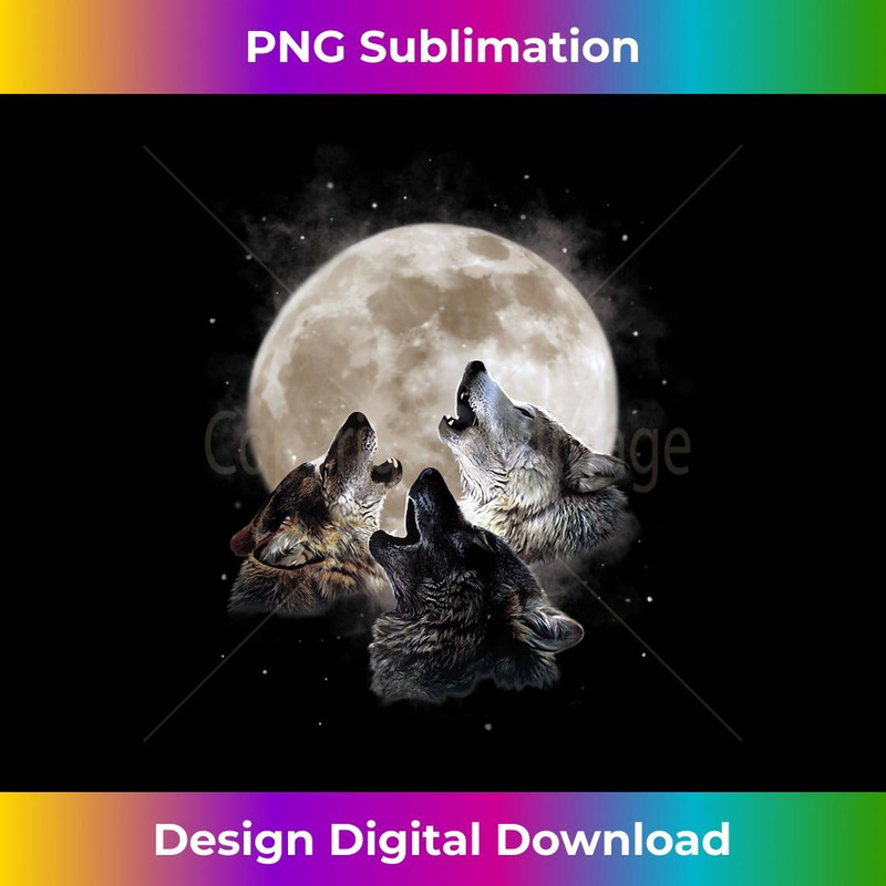 Three Wolves Howling at the Moon - Wolf Lover 1 - High-Quality PNG Sublimation Download