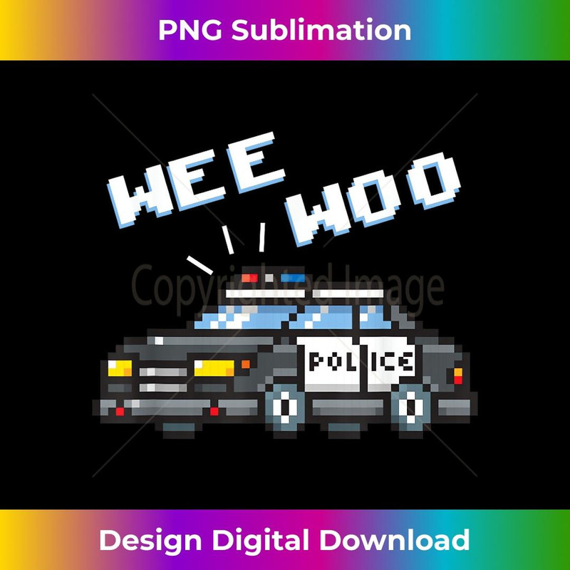 Wee Woo Police Car Pixelate Style Art 3 - Retro PNG Sublimation Digital Download