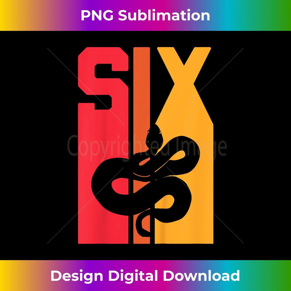 6th Birthday Vintage Snake Lover Pet Reptile 6 Years Old - Elegant Sublimation PNG Download