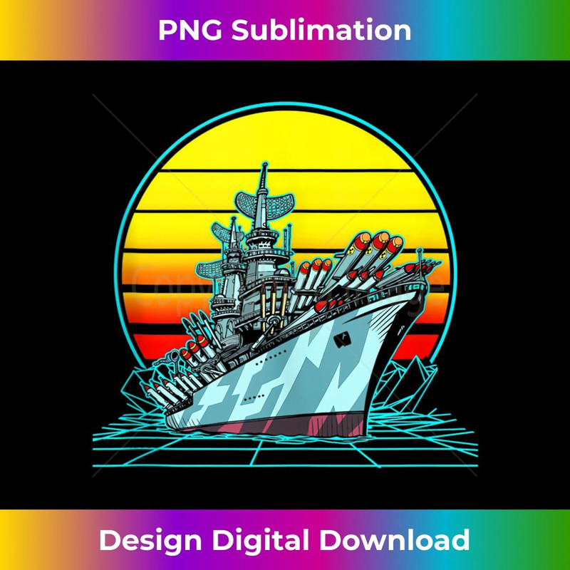 Retro Battleship Vaporwave 2 - Premium Sublimation Digital Download