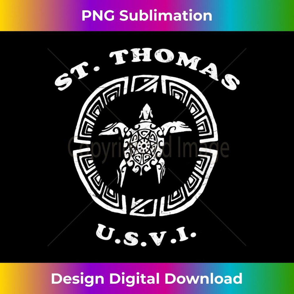 St. Thomas USVI Vintage Retro Tribal Turtle Vacation 2 - PNG Transparent Digital Download File for Sublimation