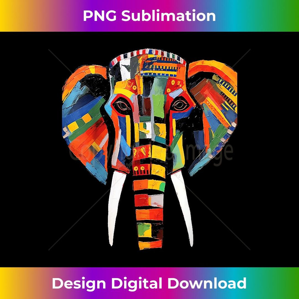 Elephant Colourful Artwork - Animal Motif Art Animal Elephant - Vintage Sublimation PNG Download