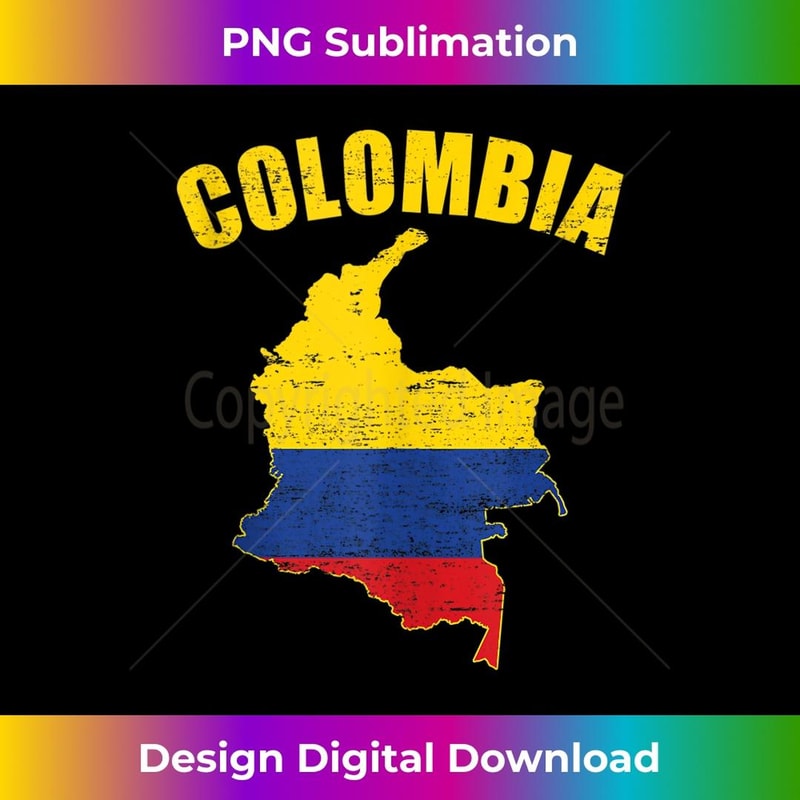 Colombia Map Flag Colombian Country Outline - Instant Sublimation Digital Download